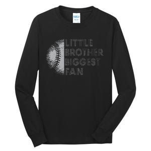 Little Brother Biggest Fan Baseball Season Gift Tall Long Sleeve T-Shirt