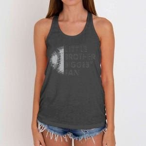 Little Brother Biggest Fan Baseball Season Gift Women's Knotted Racerback Tank