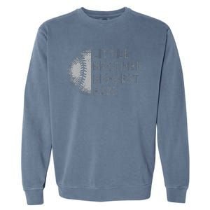 Little Brother Biggest Fan Baseball Season Gift Garment-Dyed Sweatshirt