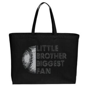 Little Brother Biggest Fan Baseball Season Gift Cotton Canvas Jumbo Tote