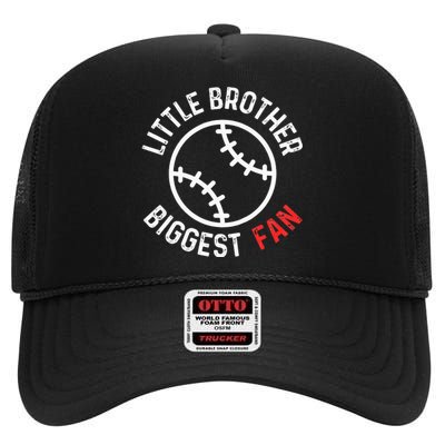 Little Brother Biggest Fan Baseball Season High Crown Mesh Back Trucker Hat