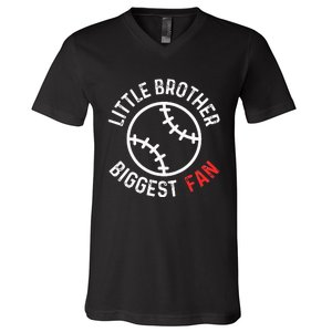 Little Brother Biggest Fan Baseball Season V-Neck T-Shirt