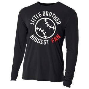 Little Brother Biggest Fan Baseball Season Cooling Performance Long Sleeve Crew