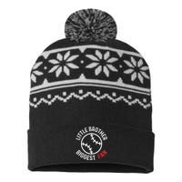 Little Brother Biggest Fan Baseball Season USA-Made Snowflake Beanie