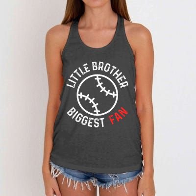 Little Brother Biggest Fan Baseball Season Women's Knotted Racerback Tank