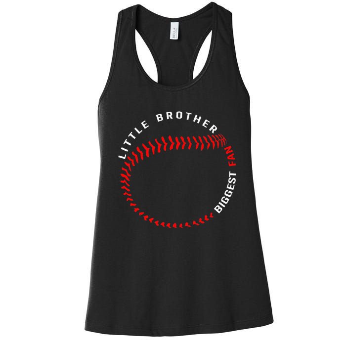 Little Brother Biggest Fan Baseball Season For Women's Racerback Tank