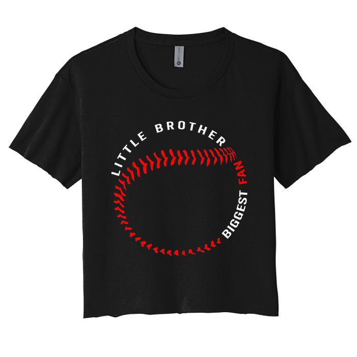 Little Brother Biggest Fan Baseball Season For Women's Crop Top Tee