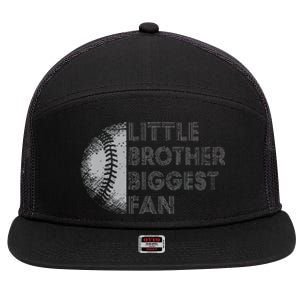 Little Brother Biggest Fan Baseball Season Gift For 7 Panel Mesh Trucker Snapback Hat