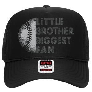 Little Brother Biggest Fan Baseball Season Gift For High Crown Mesh Back Trucker Hat