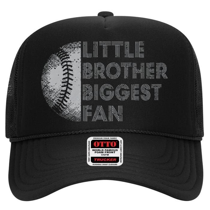 Little Brother Biggest Fan Baseball Season Gift For High Crown Mesh Back Trucker Hat