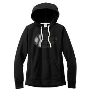 Little Brother Biggest Fan Baseball Season Gift For Women's Fleece Hoodie