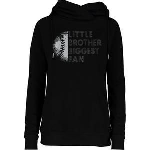 Little Brother Biggest Fan Baseball Season Gift For Womens Funnel Neck Pullover Hood