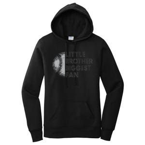 Little Brother Biggest Fan Baseball Season Gift For Women's Pullover Hoodie