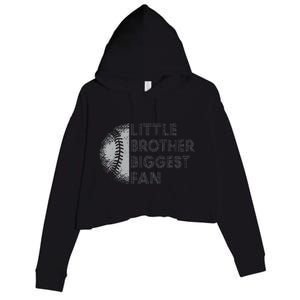 Little Brother Biggest Fan Baseball Season Gift For Crop Fleece Hoodie