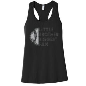 Little Brother Biggest Fan Baseball Season Gift For Women's Racerback Tank