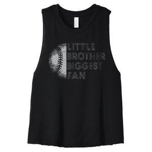 Little Brother Biggest Fan Baseball Season Gift For Women's Racerback Cropped Tank