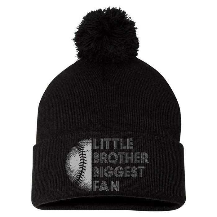 Little Brother Biggest Fan Baseball Season Gift For Pom Pom 12in Knit Beanie