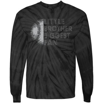 Little Brother Biggest Fan Baseball Season Gift For Tie-Dye Long Sleeve Shirt