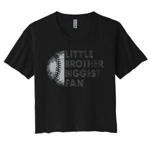 Little Brother Biggest Fan Baseball Season Gift For Women's Crop Top Tee