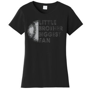 Little Brother Biggest Fan Baseball Season Gift For Women's T-Shirt