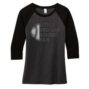 Little Brother Biggest Fan Baseball Season Gift For Women's Tri-Blend 3/4-Sleeve Raglan Shirt