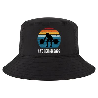 Life Behind Bars Funny Powerlifting Weightlifting Vintage Meaningful Gift Cool Comfort Performance Bucket Hat