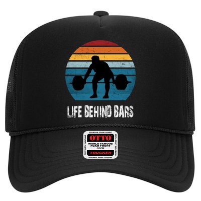 Life Behind Bars Funny Powerlifting Weightlifting Vintage Meaningful Gift Trucker Hat