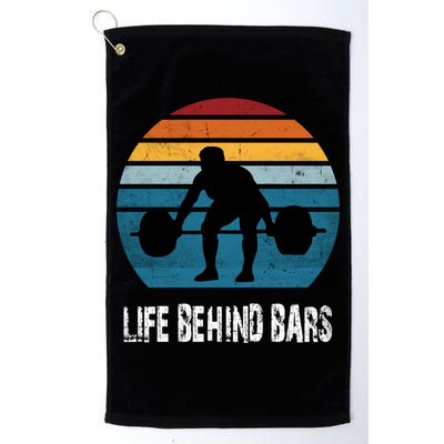 Life Behind Bars Funny Powerlifting Weightlifting Vintage Meaningful Gift Golf Towel