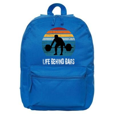 Life Behind Bars Funny Powerlifting Weightlifting Vintage Meaningful Gift 16 in Basic Backpack