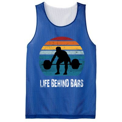 Life Behind Bars Funny Powerlifting Weightlifting Vintage Meaningful Gift Mesh Reversible Basketball Jersey Tank