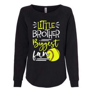 Little Brother Biggest Fan Softball Softball Womens California Wash Sweatshirt