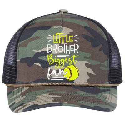 Little Brother Biggest Fan Softball Softball Retro Rope Trucker Hat Cap