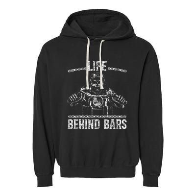 Life Behind Bars Biker Motorcycle Garment-Dyed Fleece Hoodie