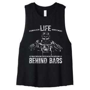 Life Behind Bars Biker Motorcycle Women's Racerback Cropped Tank