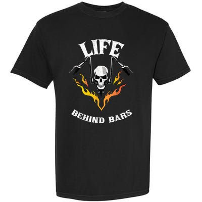 Life Behind Bars Skull Motorcycle Garment-Dyed Heavyweight T-Shirt