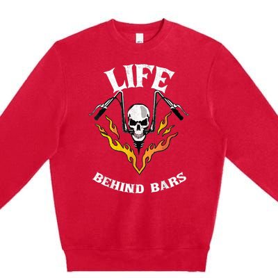 Life Behind Bars Skull Motorcycle Premium Crewneck Sweatshirt