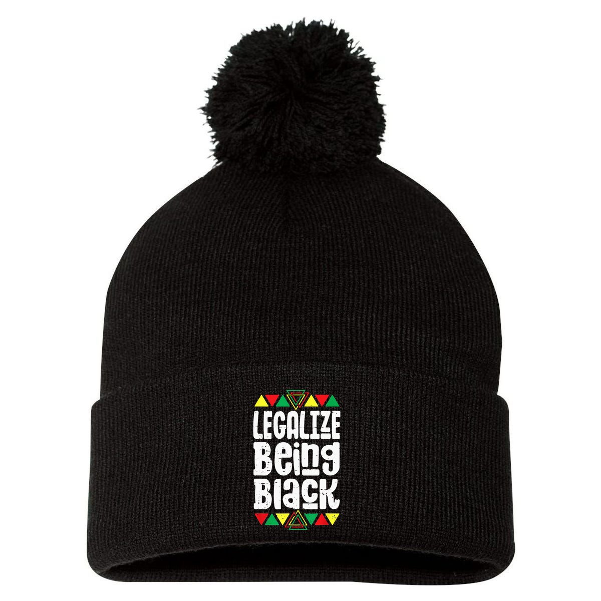 Legalize Being Black History Month Activist Tribal Pom Pom 12in Knit Beanie