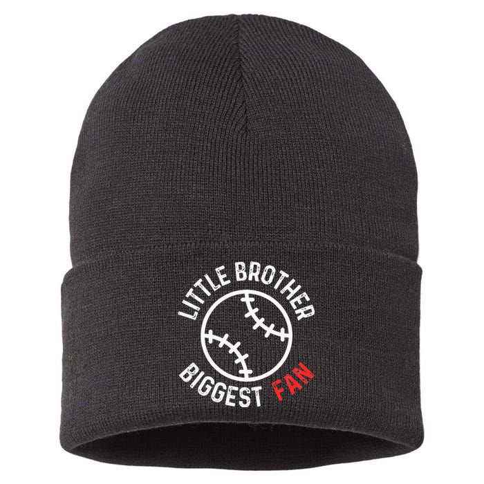 Little Brother Biggest Fan Baseball Season Sustainable Knit Beanie