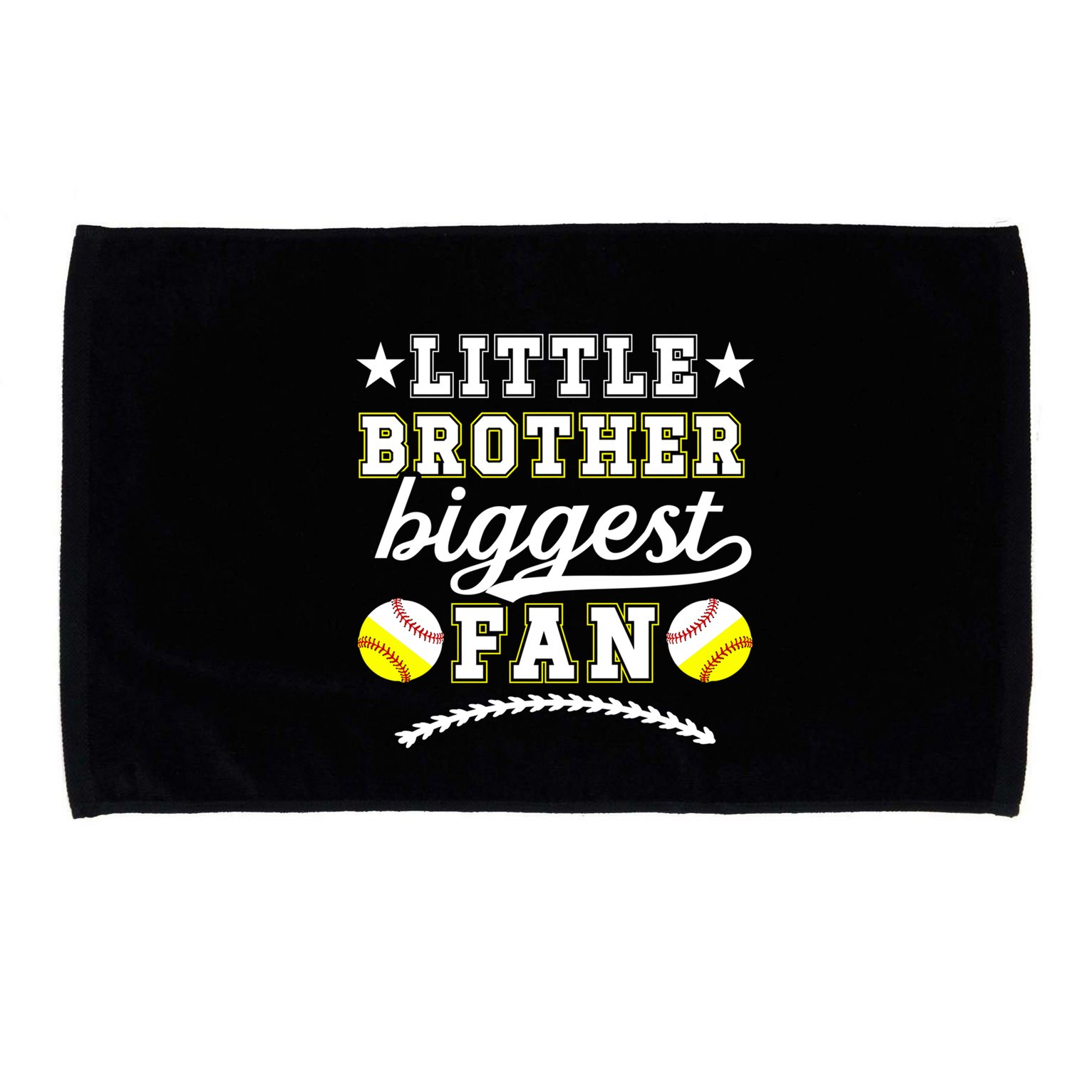 Little Brother Biggest Fan Softball Baseball Brother Gift Microfiber Hand Towel