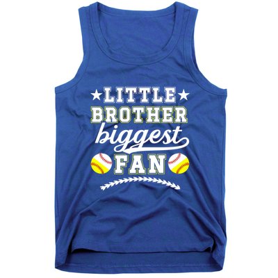 Little Brother Biggest Fan Softball Baseball Brother Gift Tank Top