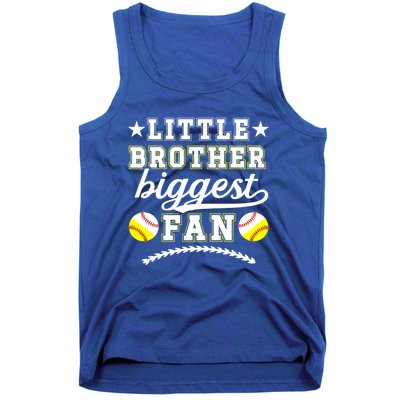 Little Brother Biggest Fan Softball Baseball Brother Gift Tank Top