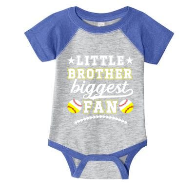 Little Brother Biggest Fan Softball Baseball Brother Gift Infant Baby Jersey Bodysuit