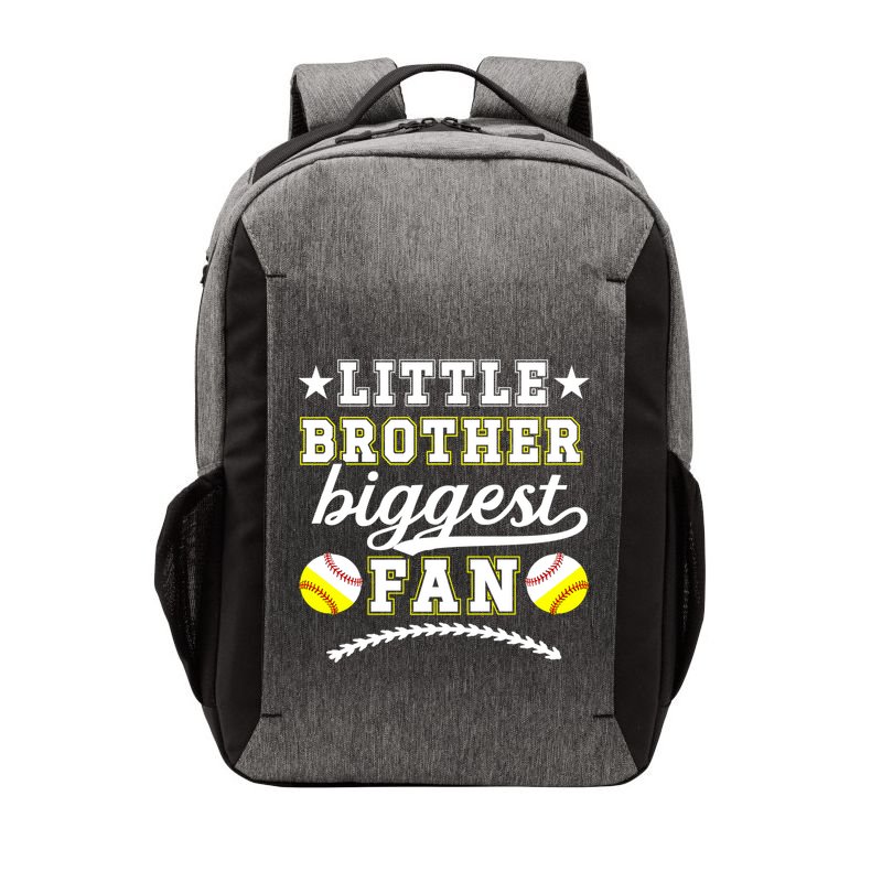 Little Brother Biggest Fan Softball Baseball Brother Gift Vector Backpack