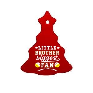 Little Brother Biggest Fan Softball Baseball Brother Gift Ceramic Tree Ornament