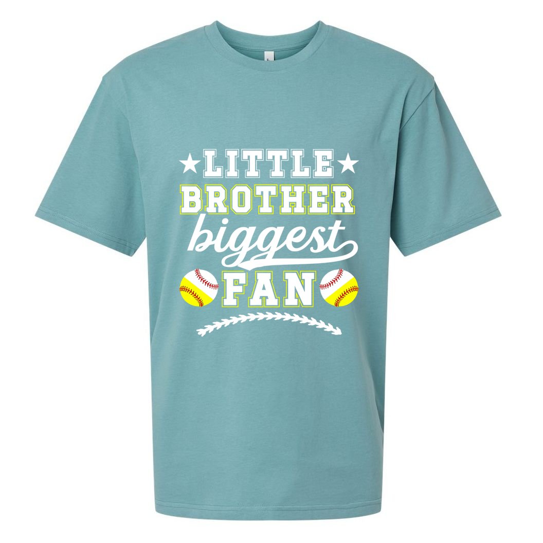 Little Brother Biggest Fan Softball Baseball Brother Gift Sueded Cloud Jersey T-Shirt