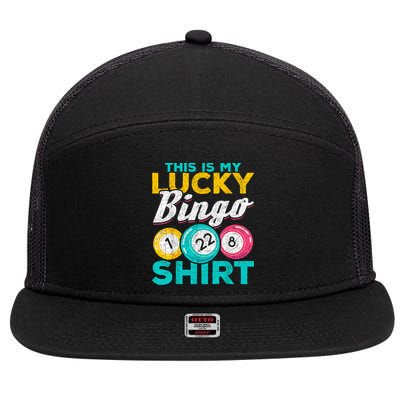 Lucky Bingo Bingo Player Hobby Gambling Funny Bingo 7 Panel Mesh Trucker Snapback Hat