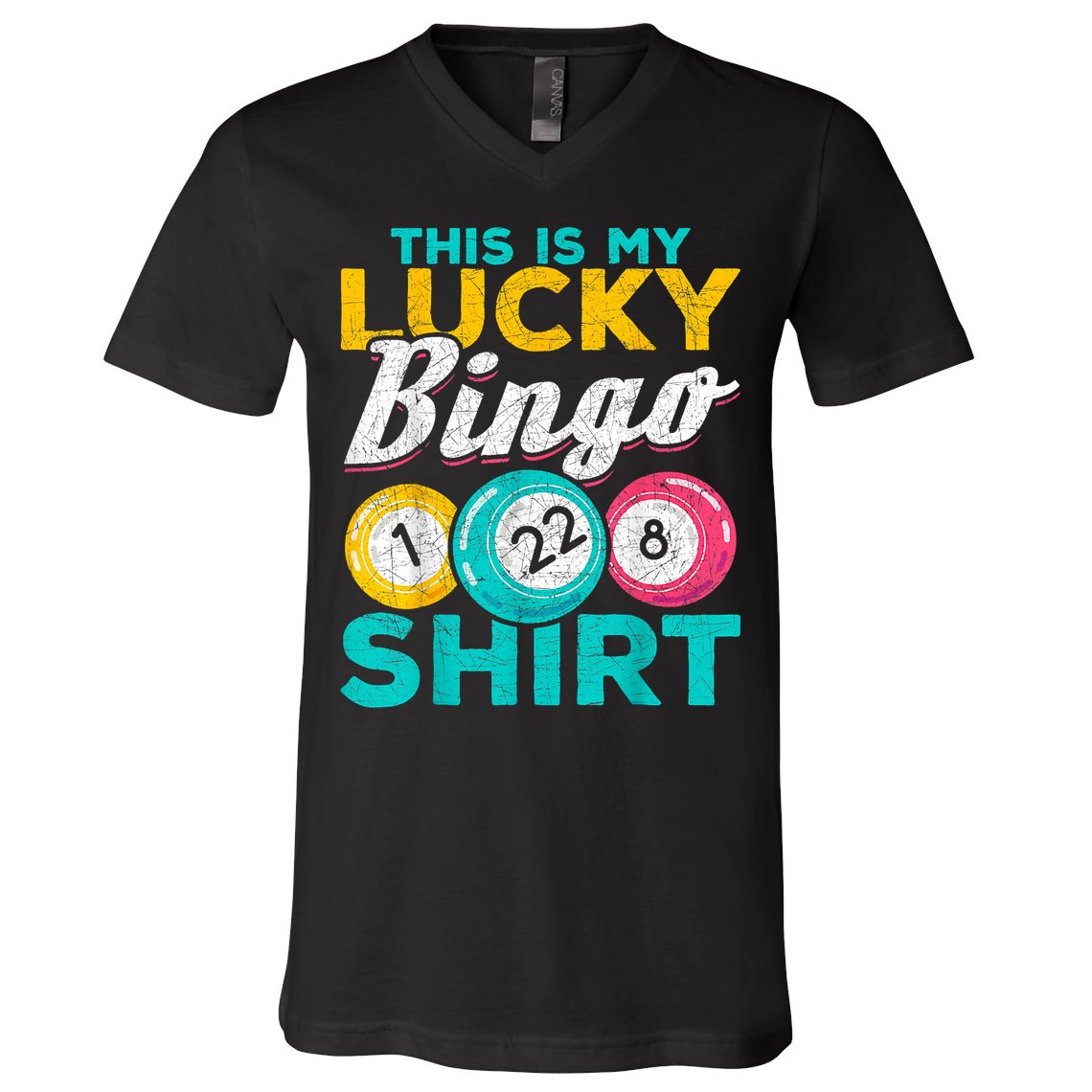 Lucky Bingo Bingo Player Hobby Gambling Funny Bingo V-Neck T-Shirt