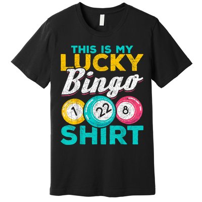 Lucky Bingo Bingo Player Hobby Gambling Funny Bingo Premium T-Shirt