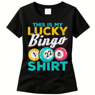 Lucky Bingo Bingo Player Hobby Gambling Funny Bingo Womens T-Shirt