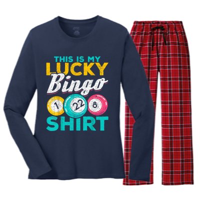 Lucky Bingo Bingo Player Hobby Gambling Funny Bingo Women's Long Sleeve Flannel Pajama Set 